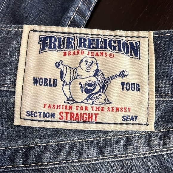 True Religion Y2K low rise World Tour jeans Straight with flaps, sz 29 - Picture 4 of 16